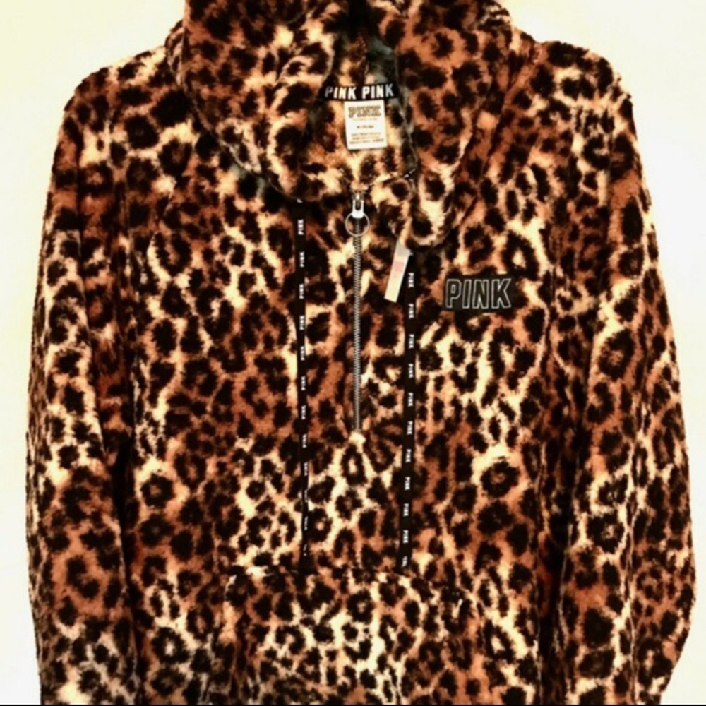 Victoria’s Secret pink cheetah Sherpa pullover